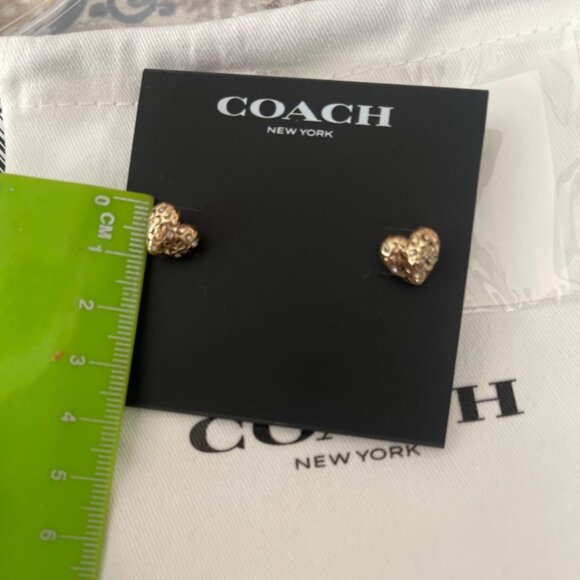 COACH Signature Quilted Heart Stud Earrings - Picture 3 of 3
